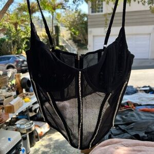 Mesh Rhinestone corset top